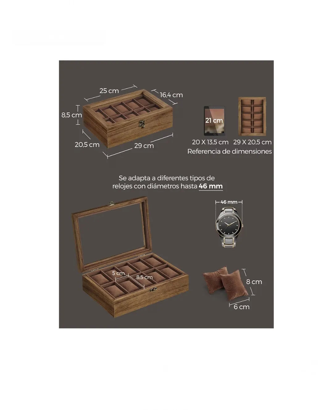 Caja para Relojes con 10 Compartimentos