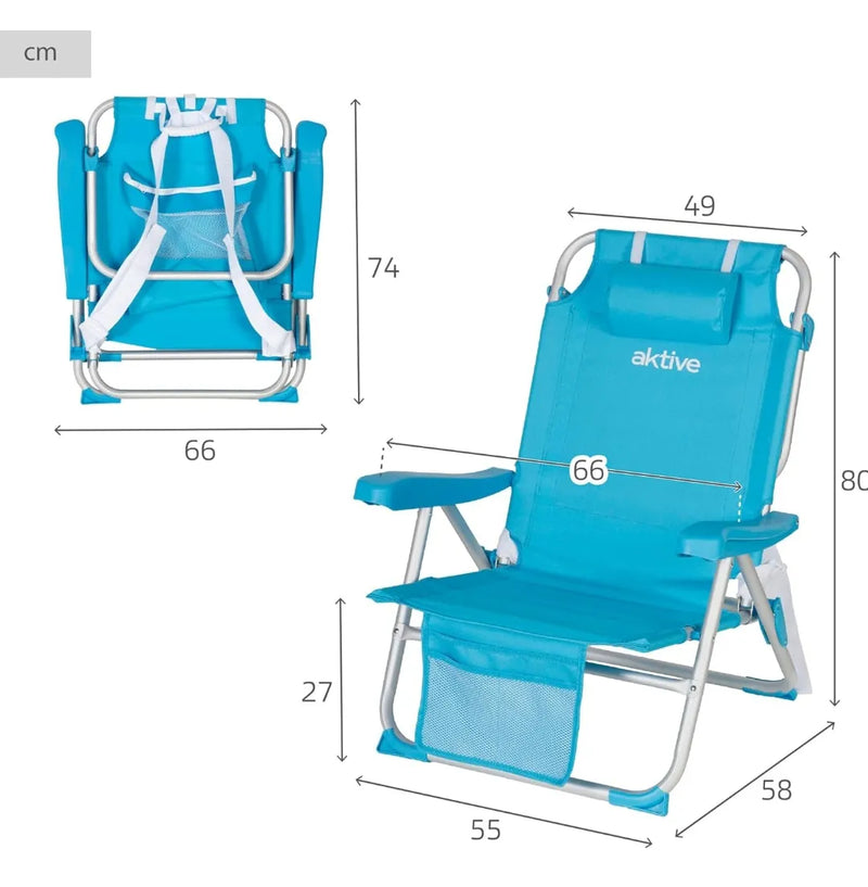 Silla plegable de playa con cojín - Aktive
