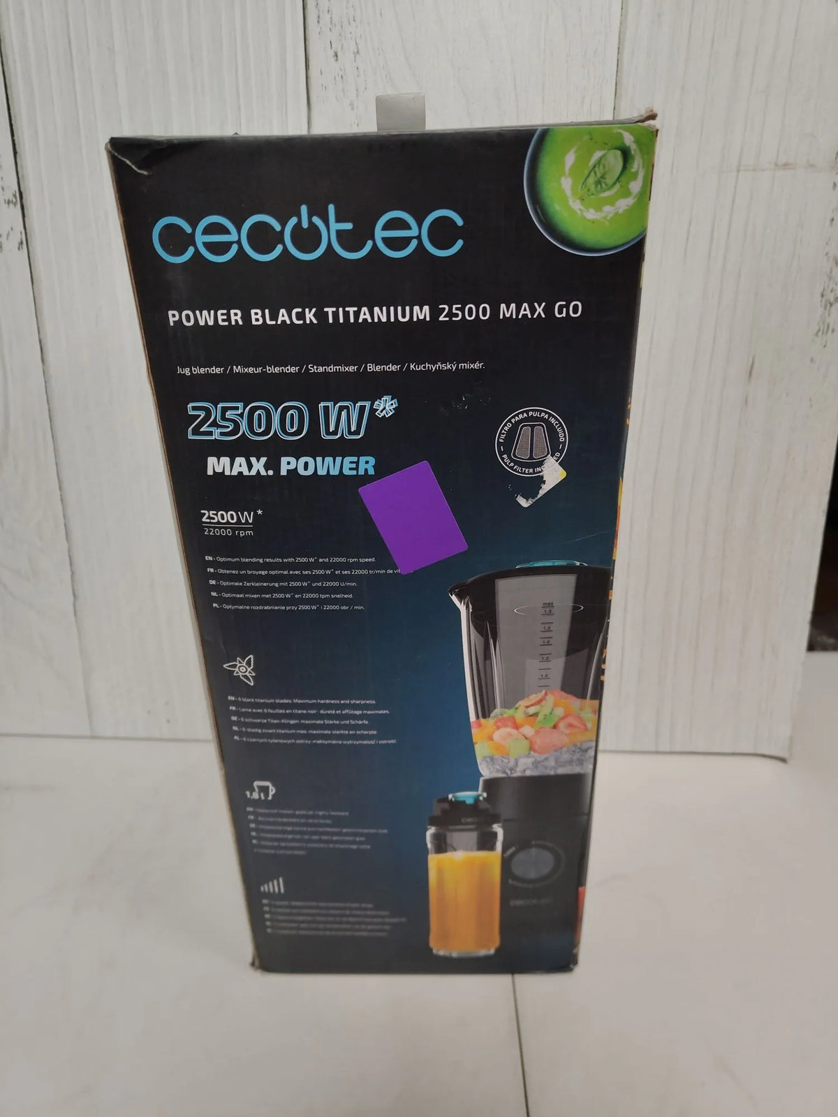 Batidora de Vaso Power Black Titanium 2500MAX Go - Cecotec