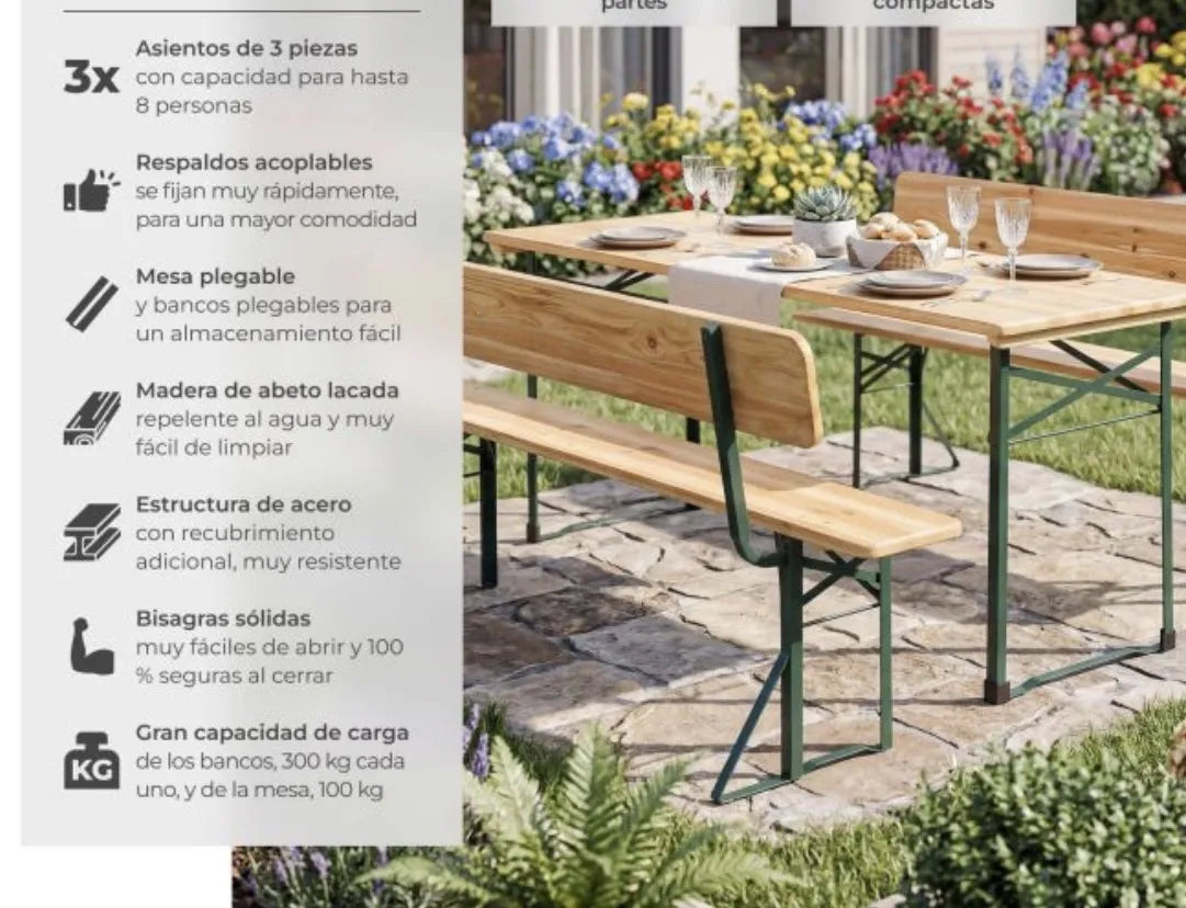 Conjunto de mesa y bancos