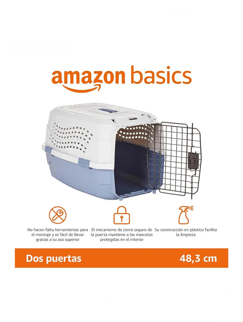 Transportín de 2 puertas azul - Amazon Basics