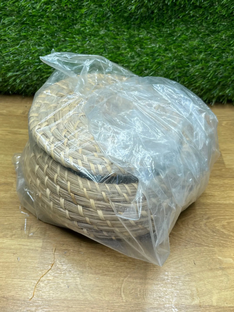Cesta de Mimbre Redonda con Tapa para Estante