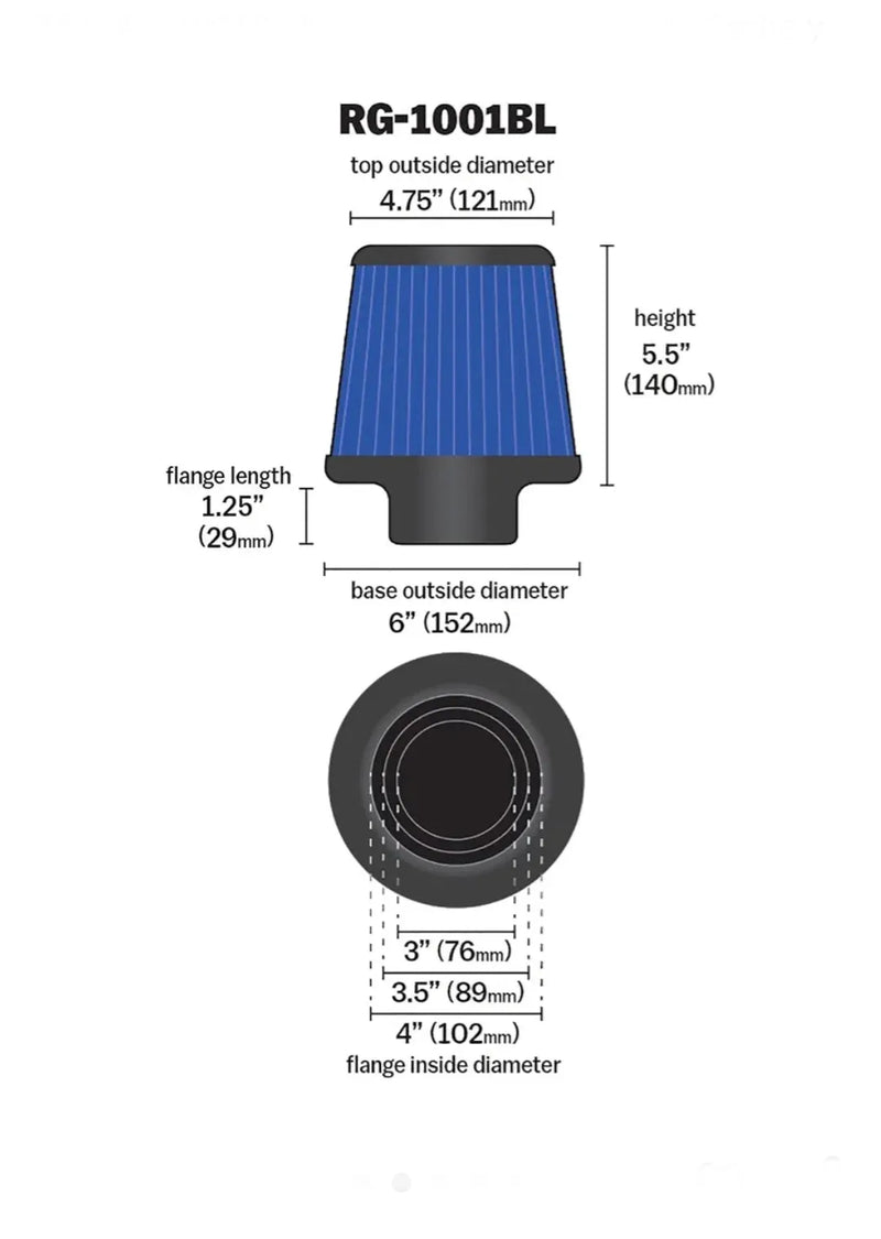 Filtro de Aire  Universal RG-1001BL - K&N