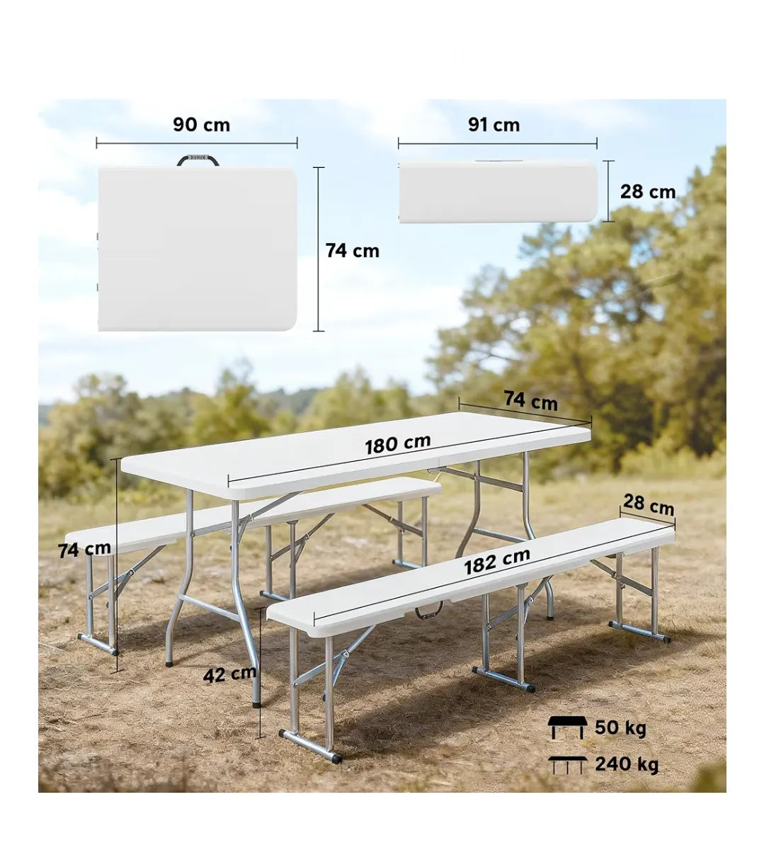 Conjunto de Camping Plegable de 3 Piezas Marron