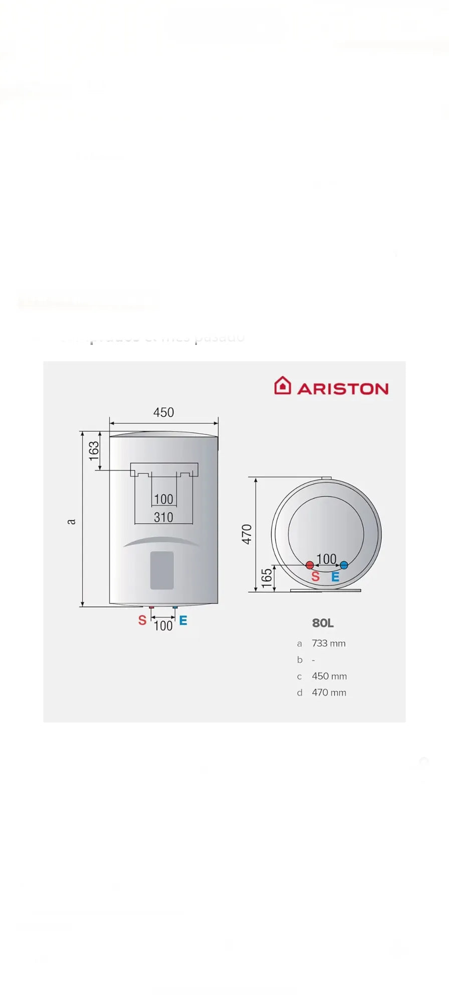 Termo eléctrico de 80 litros - Ariston