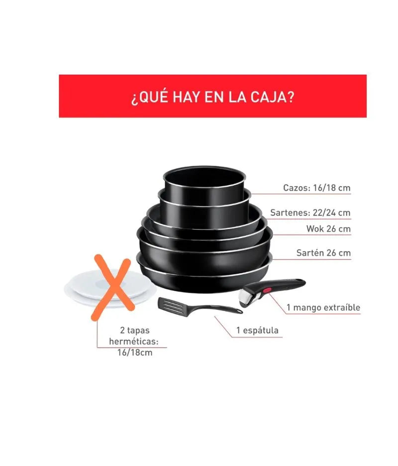 Juego de 3 Sartenes 22/24/26 cm + 2 Cazos 16/18 cm