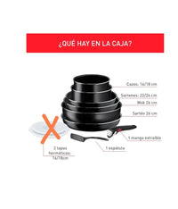 Juego de 3 Sartenes 22/24/26 cm + 2 Cazos 16/18 cm