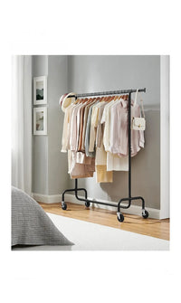 Perchero con ruedas, barra extensible