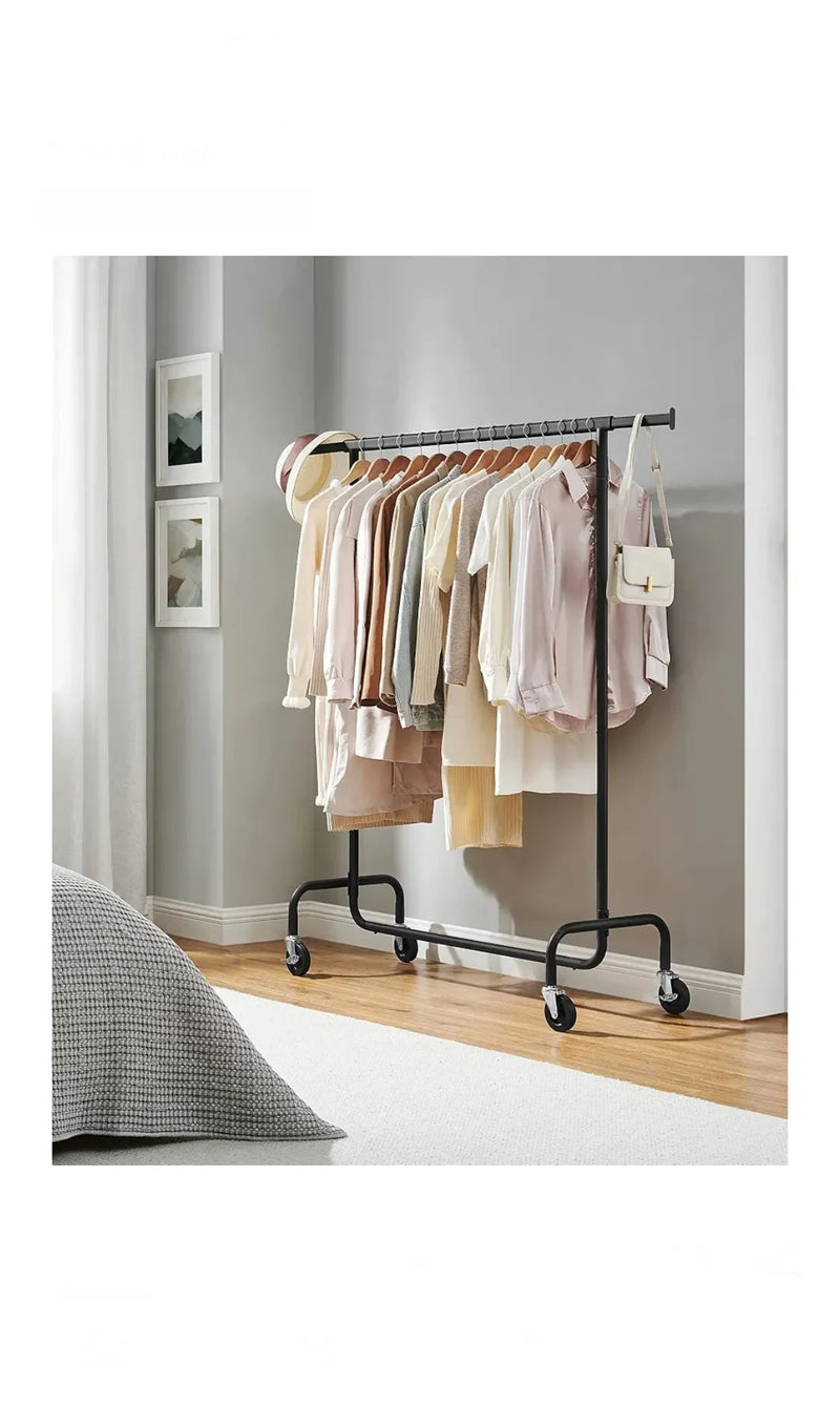 Perchero con ruedas, barra extensible