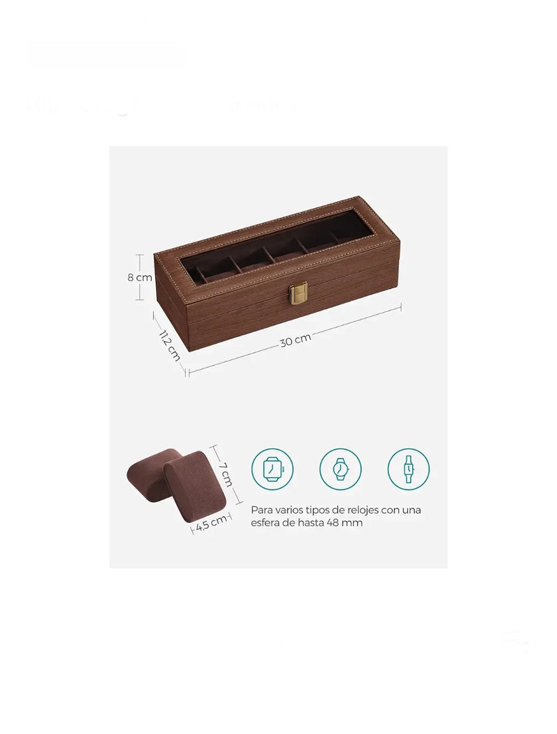 Caja para reloj con 6 compartimentos