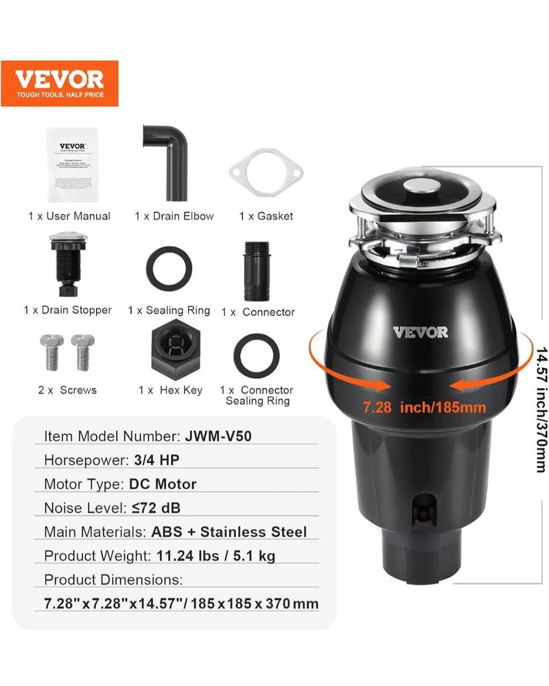 Triturador de Basura para Fregadero de Cocina - VEVOR