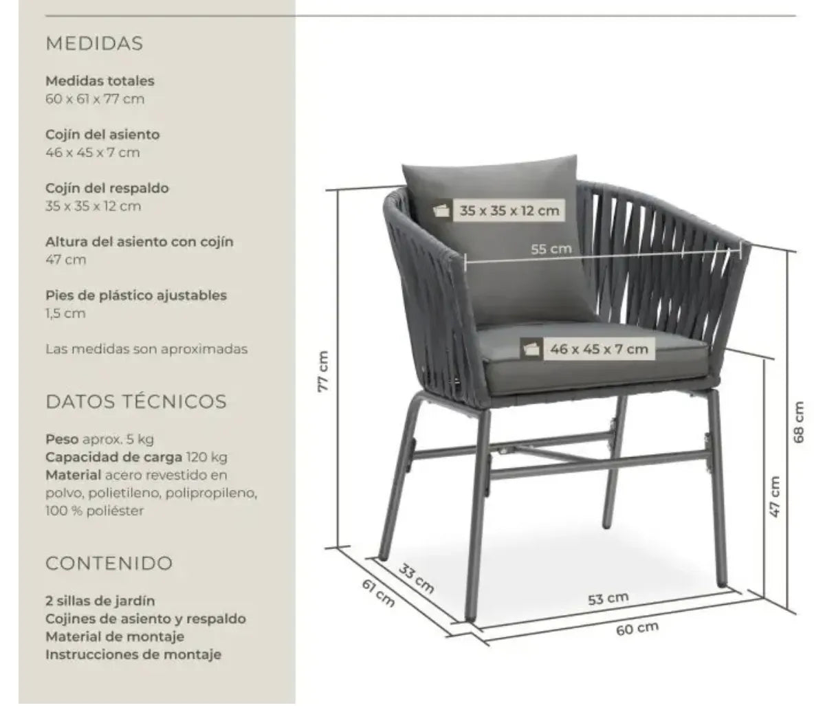 Juego de sillas