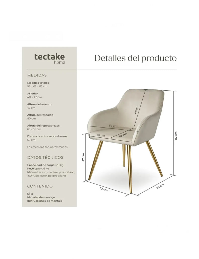 Silla Tapizada en Terciopel tectake