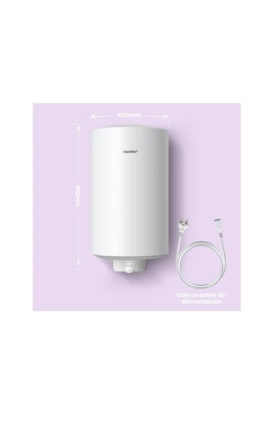Calentador de agua eléctrico vertical, Wi-Fi, control remoto por smartphone