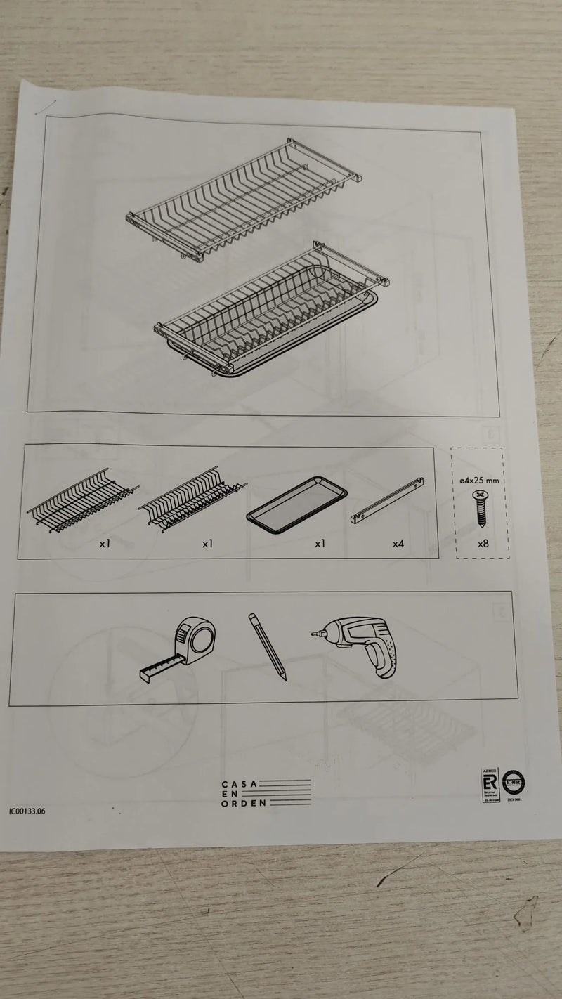 Escurreplatos en kit plastificado gris