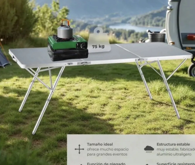 Mesa de camping de aluminio
