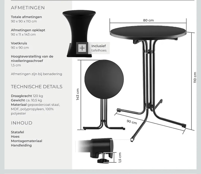 Mesa de bar plegable para hostelería