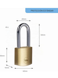 Candado latón 40 mm 3 llaves Yale