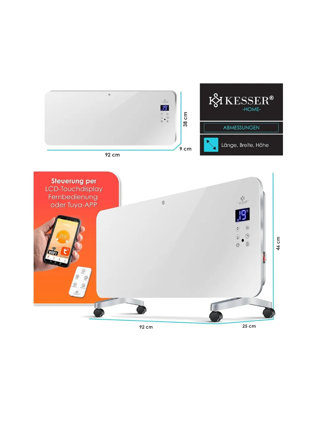 Calentador eléctrico de vidrio Convector