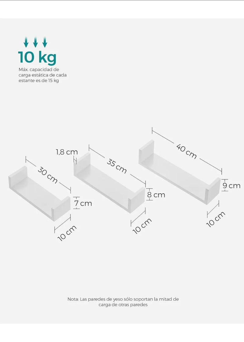 Juego de 3 estantes de pared modernos
