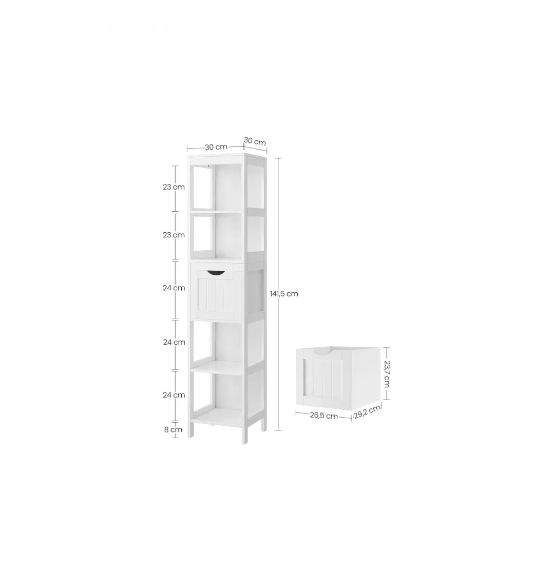 Mueble de Baño, Armario Independiente, Cómoda de 2 Cajones