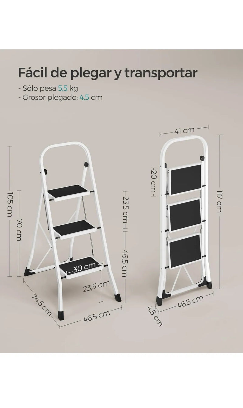 Escalera de Tijera, Escalera con 3 Peldaños, Peldaño Plegable