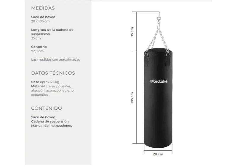 Saco de Boxeo con Suspensión de Cadena