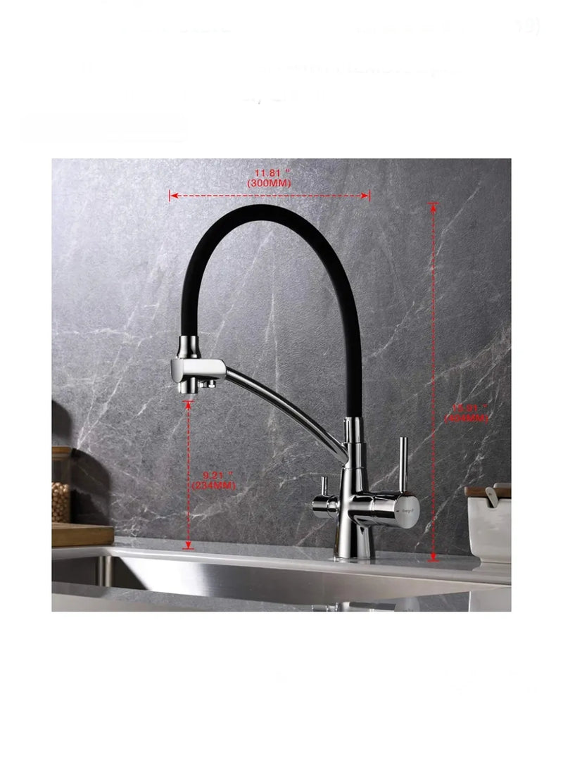 Grifo de cocina Ibergrif negro con caño flexible, rociador 3 en 1