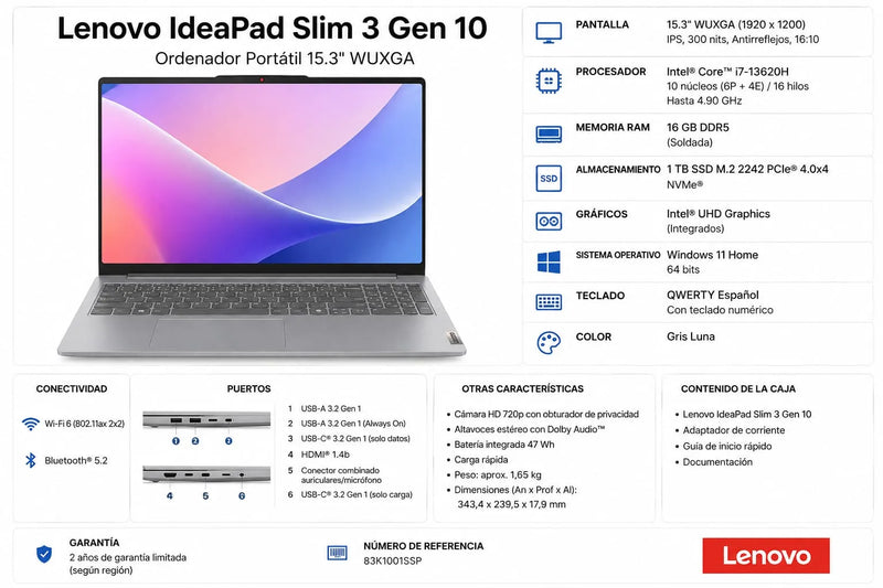 Ordenador Portátil Slim 3 Gen 10 Lenovo