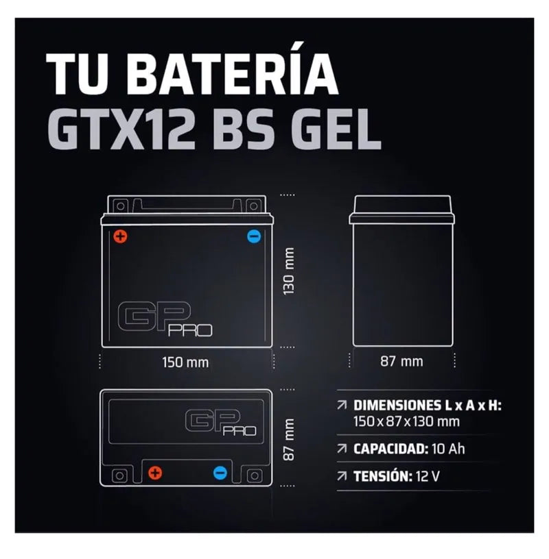 Batería de arranque para motos GTX12-BS GP-PRO