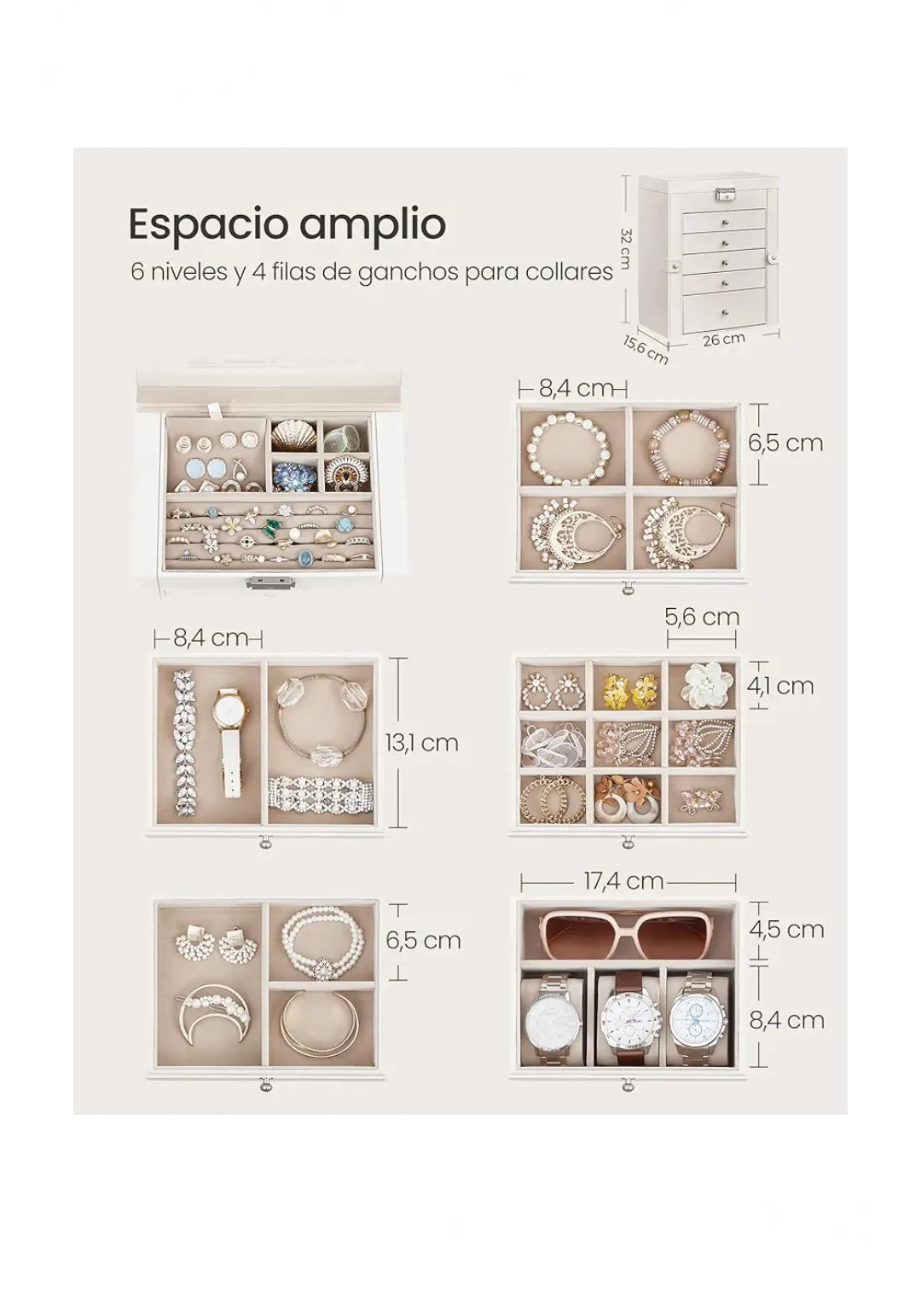 Caja Joyero de 6 Niveles
