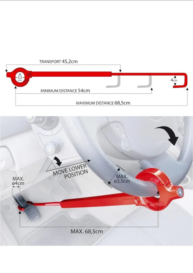 Barra Antirrobo Coche Volante Pedal