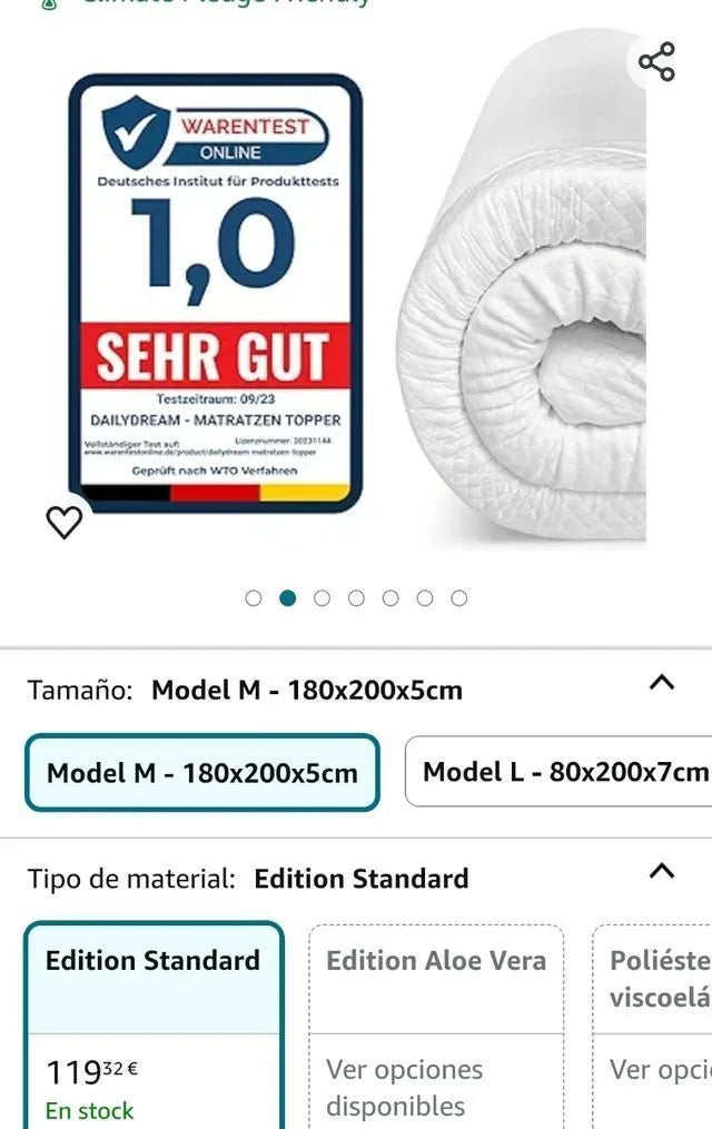 Cubrecolchón viscoelástico Dailydream Model M