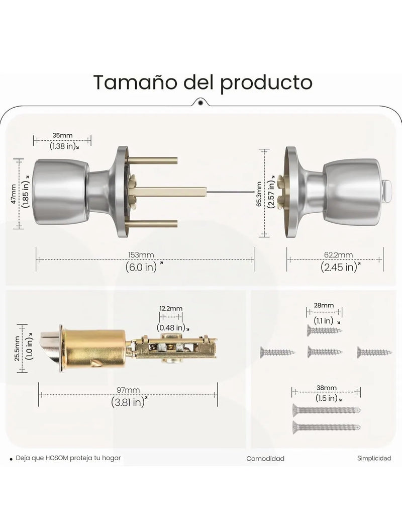 Pomos de puerta con cerradura y llave