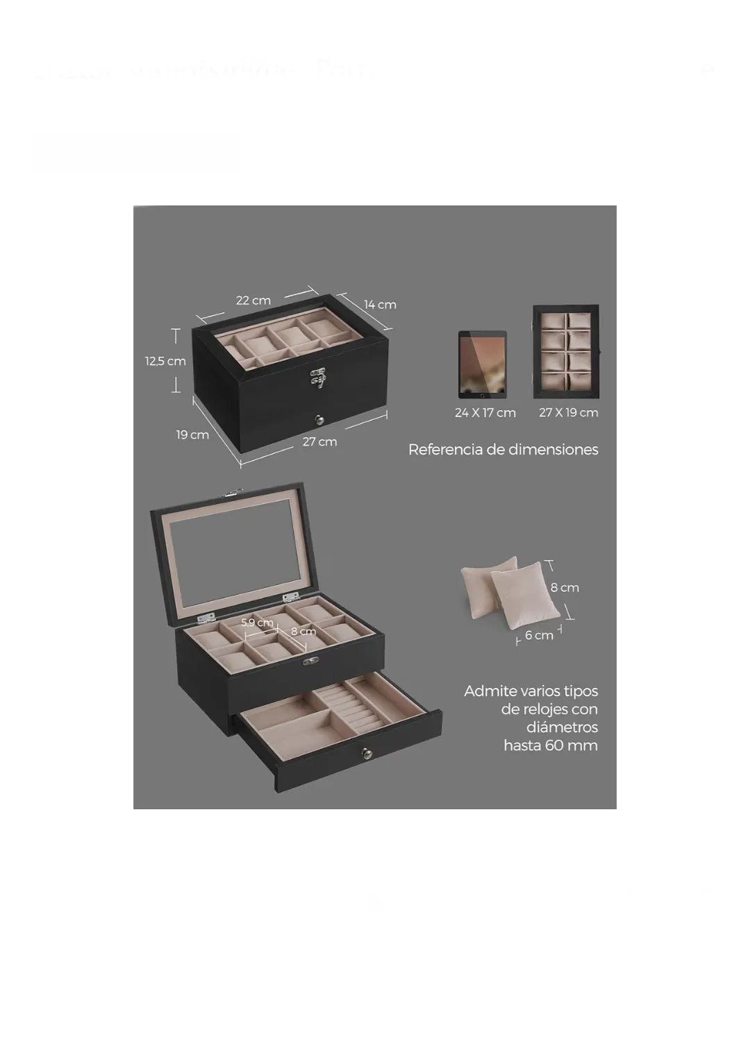 Caja de Relojes con 8 Ranuras