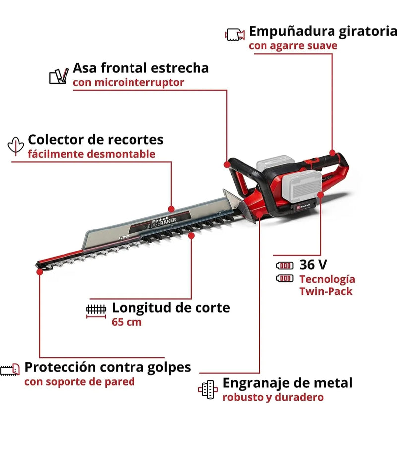 Cortasetos con batería con mango giratorio - Einhell