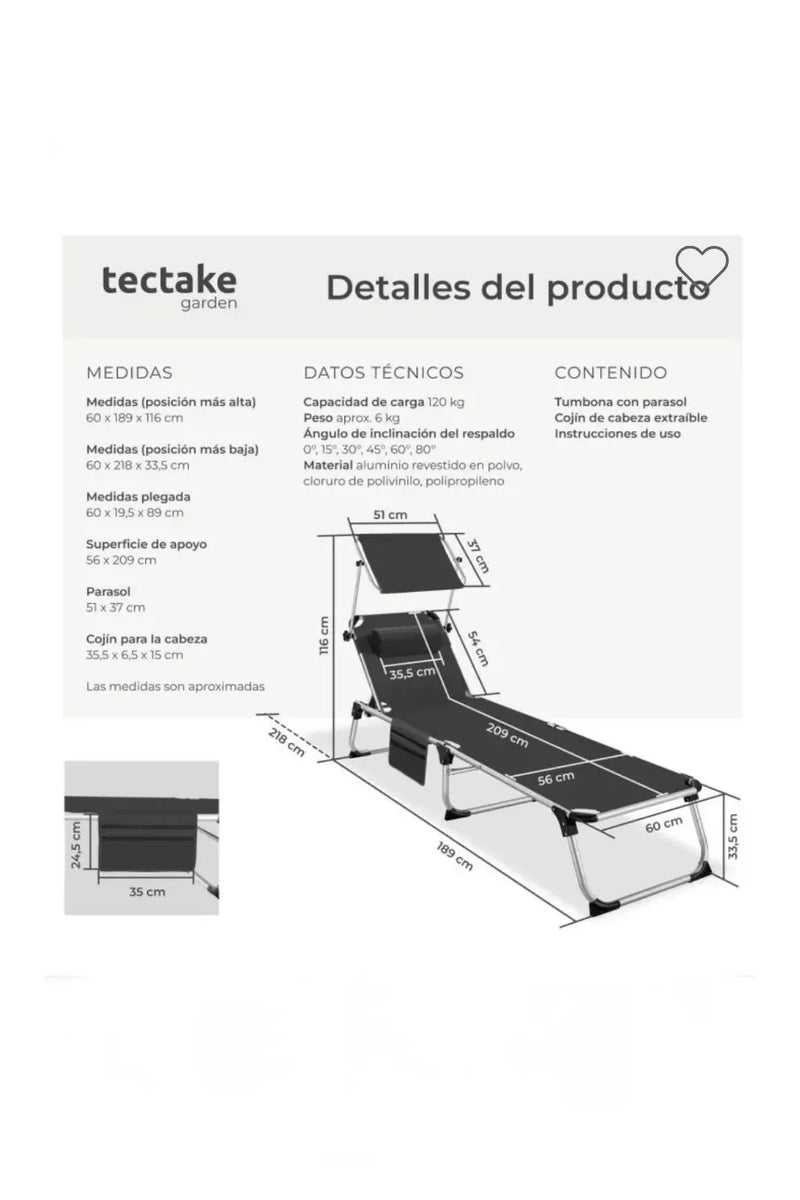 Tumbona de aluminio AURELIE negro