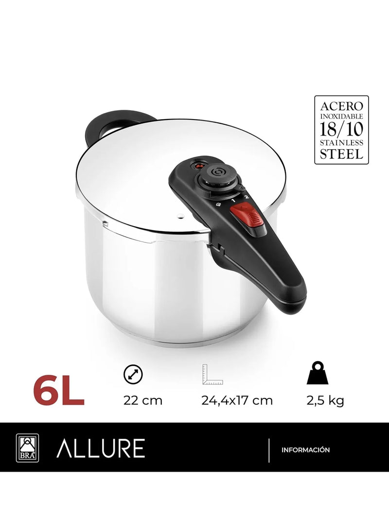 Olla a Presión Rápida de 6 Litros BRA Allure