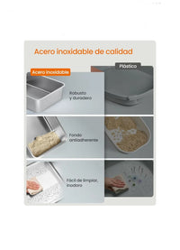 Caja de Arena de Acero Inoxidable para Gatos con Tapa Abatible