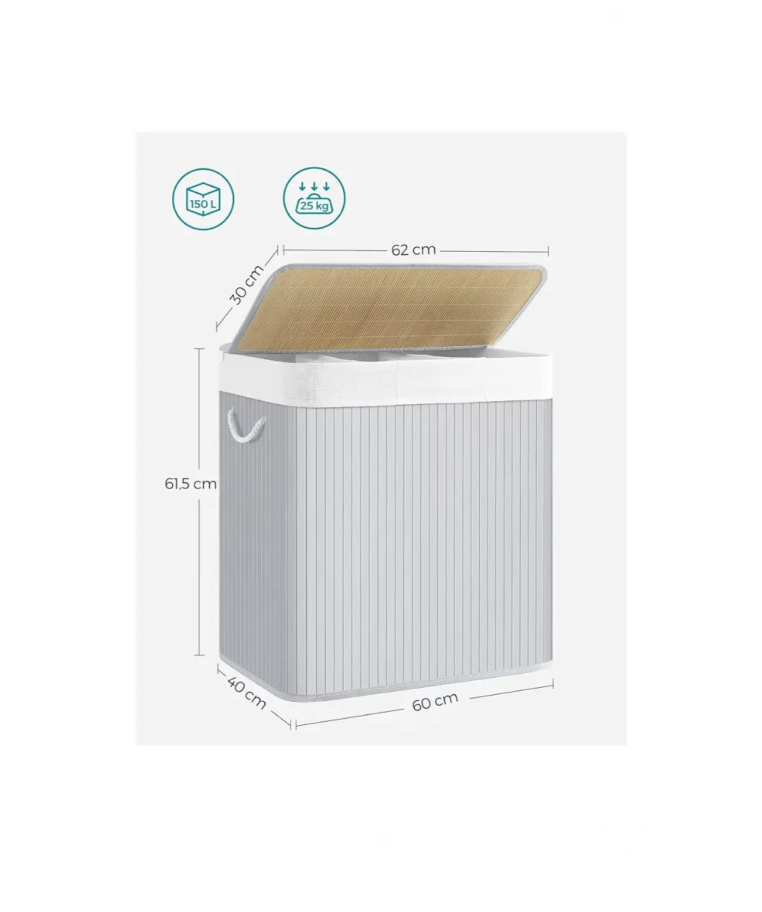 Cesto Ropa de Bambú 150 L