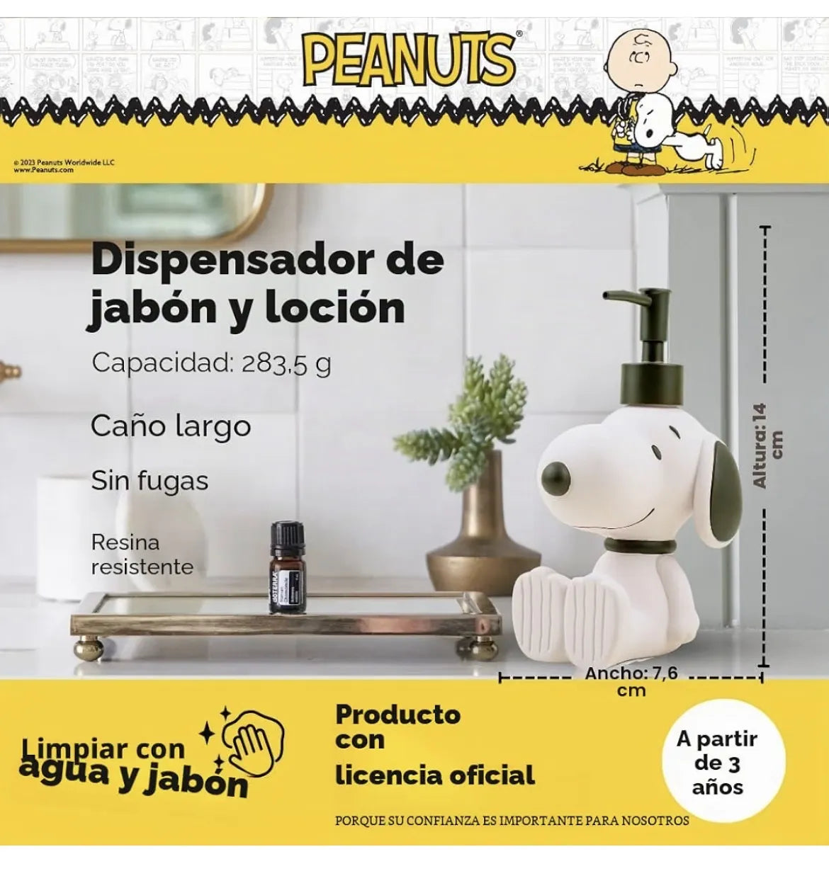 Dispensador de loción de jabón Snoopy