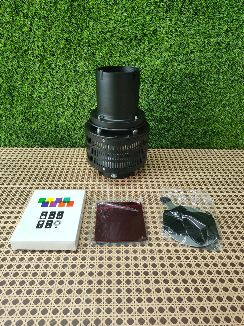 Bowens - Foco cónico óptico Snoot, accesorio de iluminación de estudio de fotografía con 20 gobos (25 patrones) y 8 filtros de color compatibles con Aputure Amaran, Godox LED Video Speedlite Light