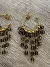 Pendientes aro dorados con abalorios colgantes, mujer