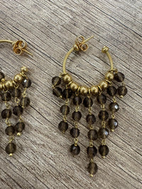 Pendientes aro dorados con abalorios colgantes, mujer