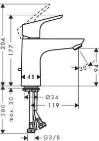 Grifo lavabo con vaciador automático hansgrohe Focus