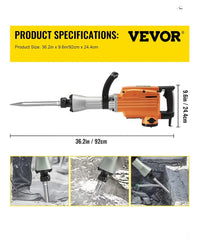 Martillo demoledor eléctrico 1500 W 65 A - VEVOR