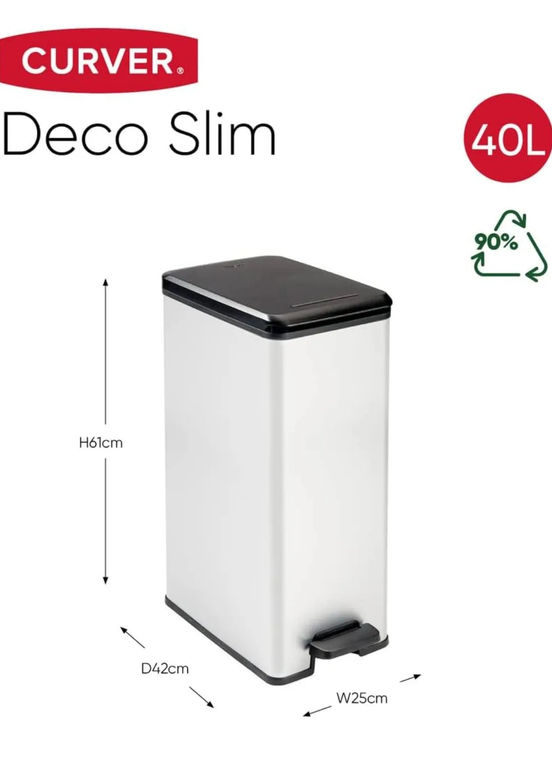 Cubo de basura Slim con pedal - Curver