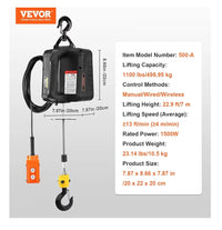 Polipasto Eléctrico 1500W - VEVOR