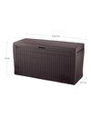 Keter Comfy – Baúl de almacenamiento para exteriores, capacidad 270 L, resina, marrón, jardín y terraza, 44,7 x 116,5 x 57 cm