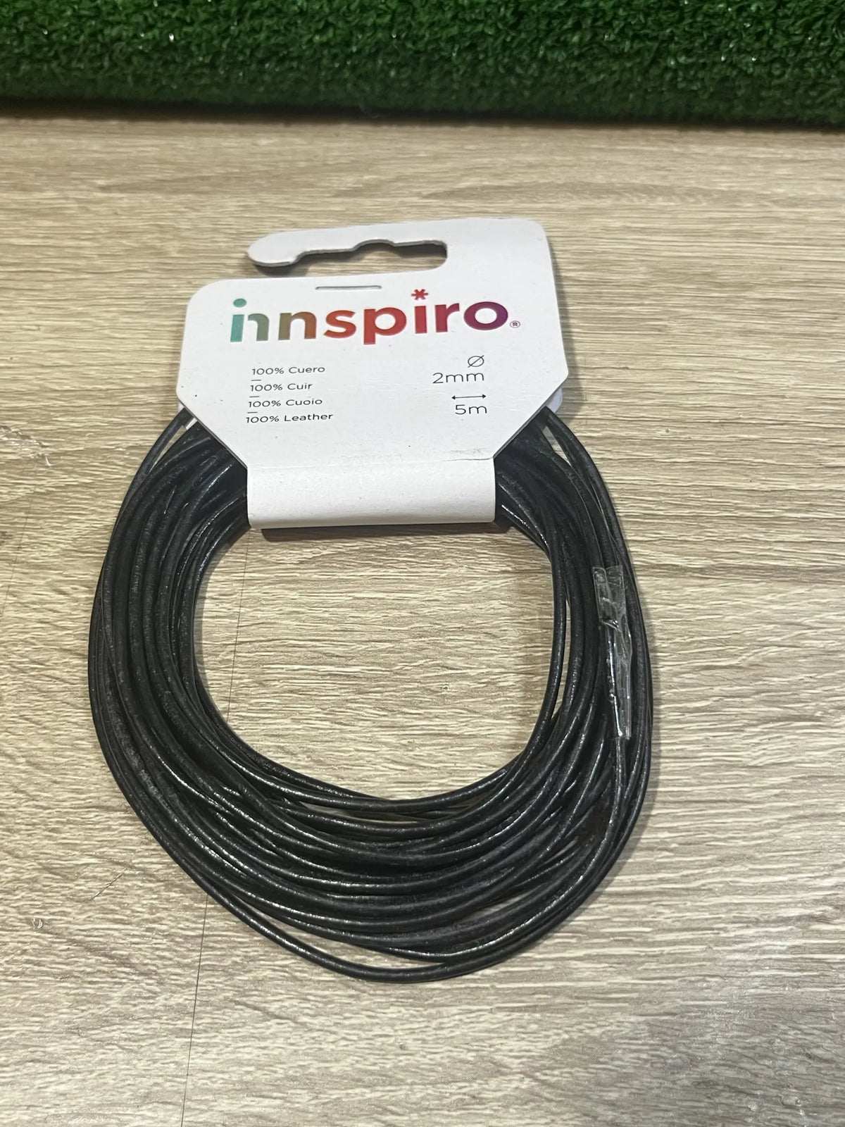 CORDÓN DE Cuero Negro 2 MM x 5 M INNSPIRO